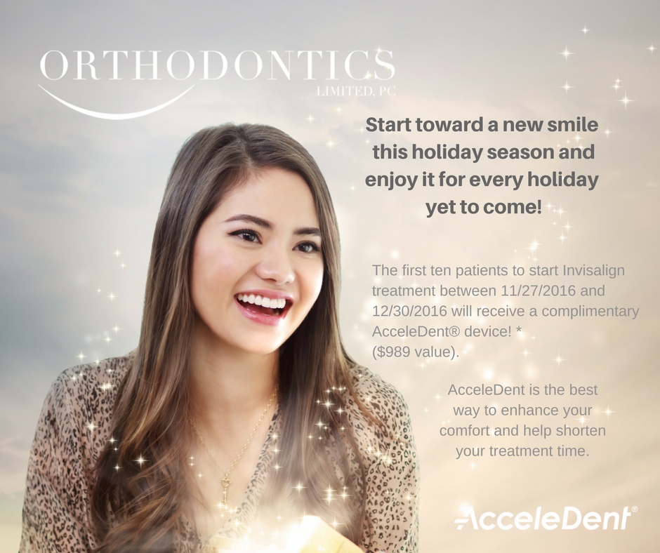 A woman is holding a gift with the words orthodontists.