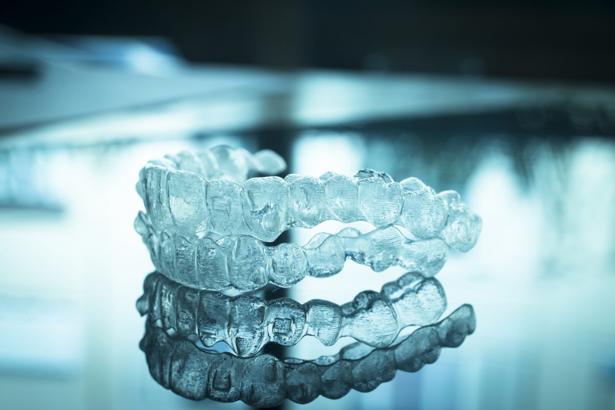 A set of clear braces on a table.